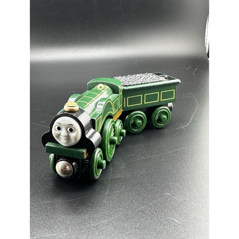 Thomas & Friends Emily With Coal Tender Green Train Wooden Railway 2003 Vtg